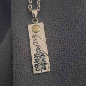 Silver and Gold Mountain Pendant Necklace